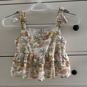 Janie and Jack Tropical Print Summer Sleeveless Cotton Top Size 6 (Girl)